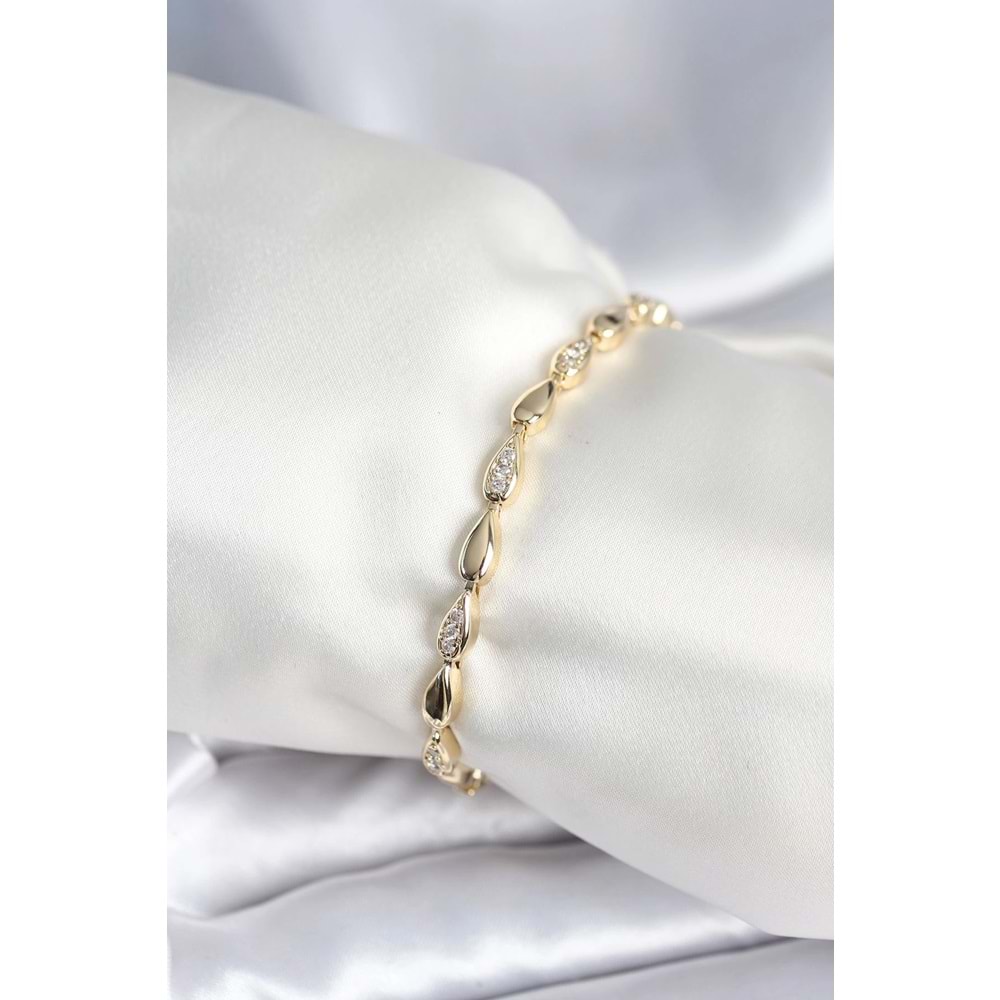 Pirinç Gold Renk Damla Model Kadın Bileklik