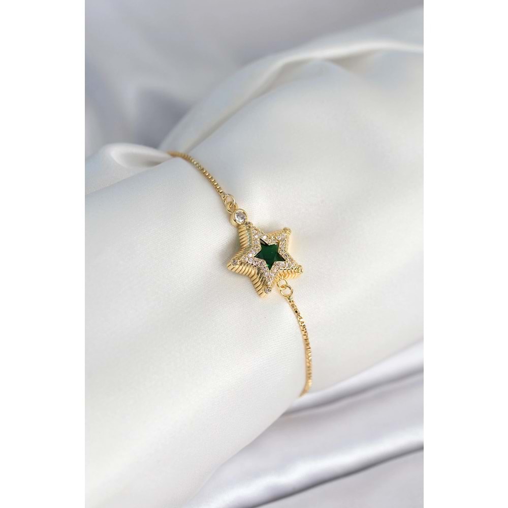 Yıldız Model Asansörlü Gold Renk Kadın Bileklik