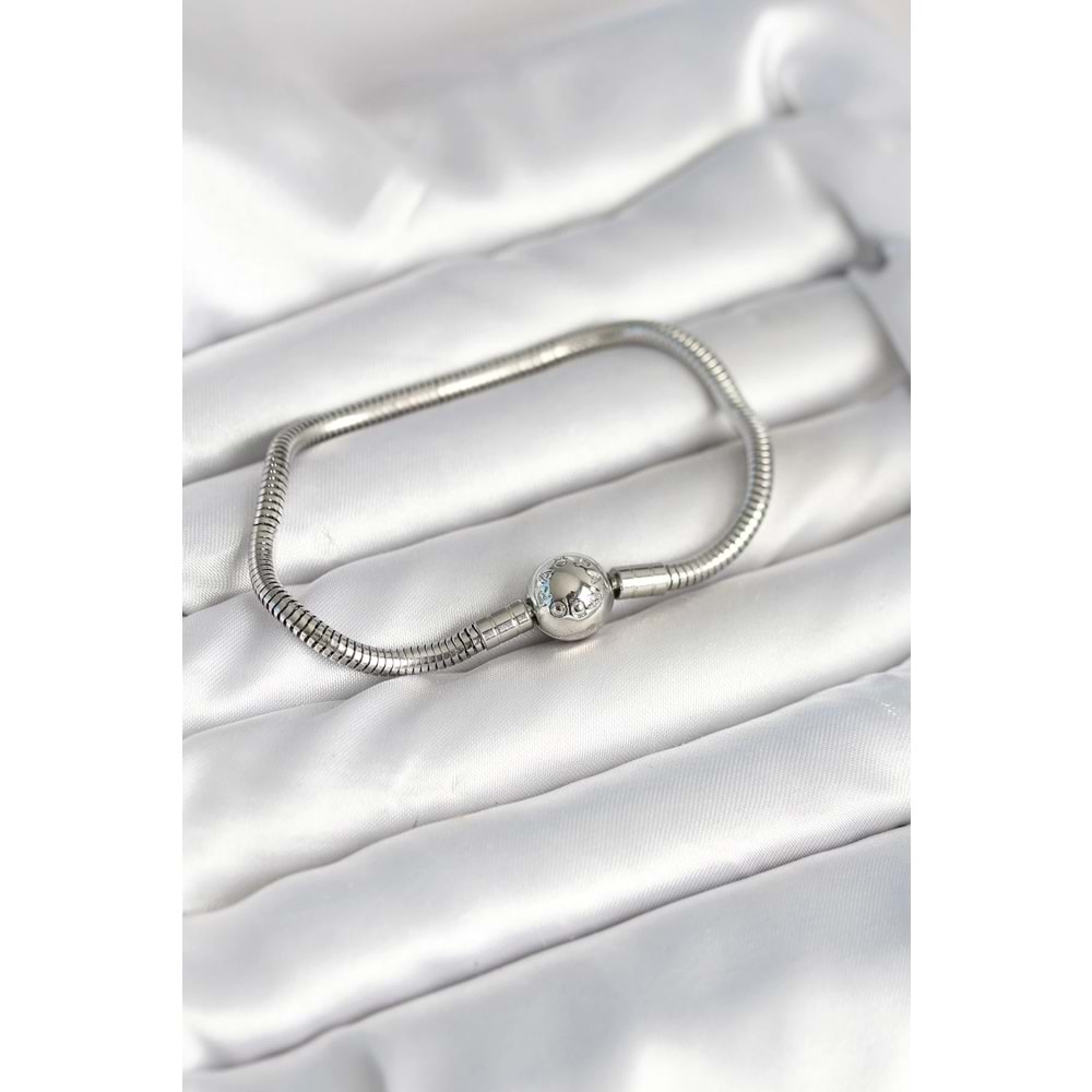 Gümüş Renk Pirinç Charm Bileklik