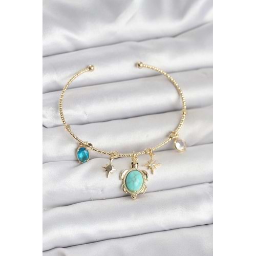 Caretta Caretta Charmlı Gold Renk Kadın Bileklik