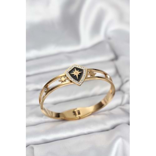 316L Çelik Gold Renk Kutup Yıldızı Kelepçe Bileklik