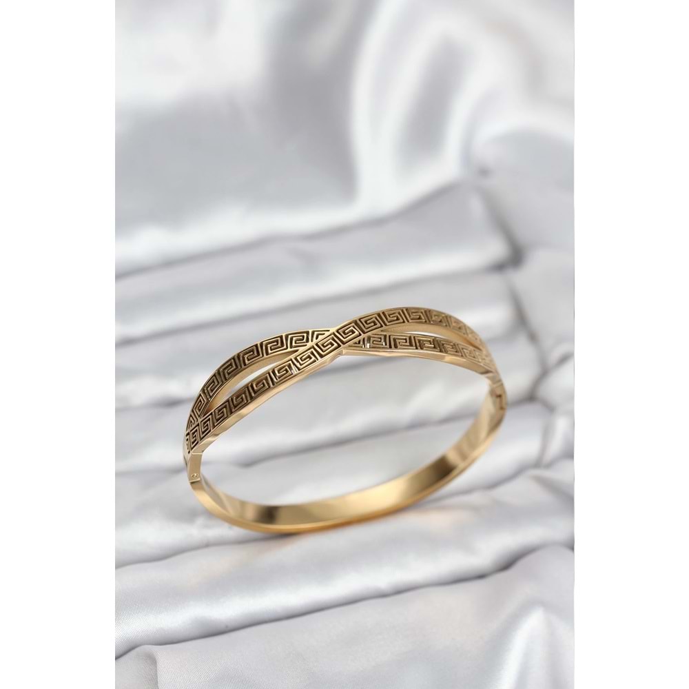 316L Çelik Gold Renk Vintage Kadın Kelepçe Bileklik