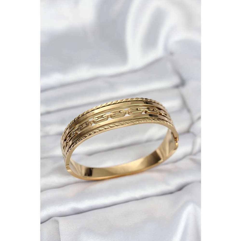 316L Çelik Gold Renk Vintage Model Kadın Kelepçe Bileklik