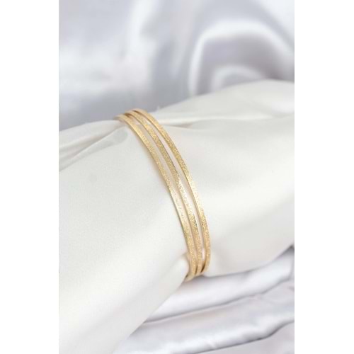 316L Çelik Gold Renk Simli Model Ajda 65 mm Kadın Bileklik