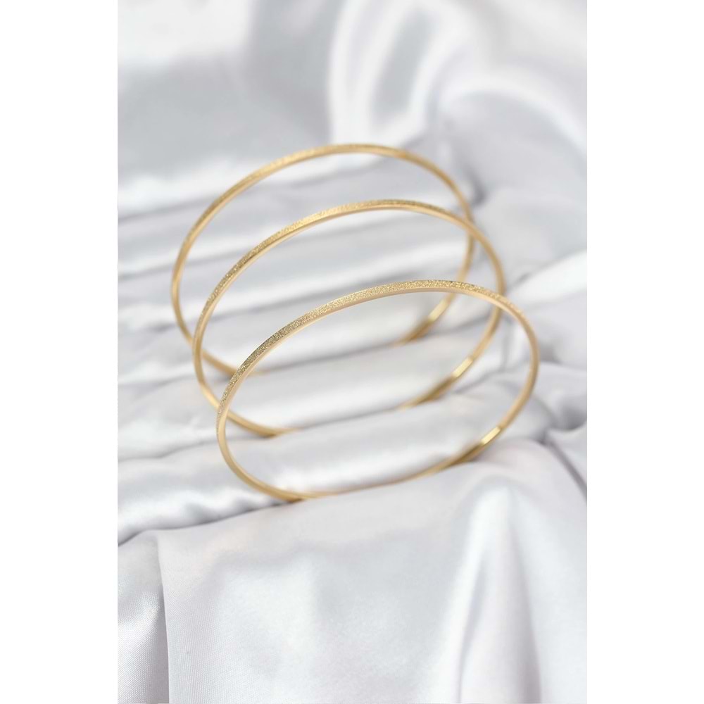 316L Çelik Gold Renk Simli Model Ajda 65 mm Kadın Bileklik