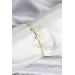 Kutup Yıldızı Model Zirkon Taşlı Gold Renk Su Yolu Kadın Bileklik