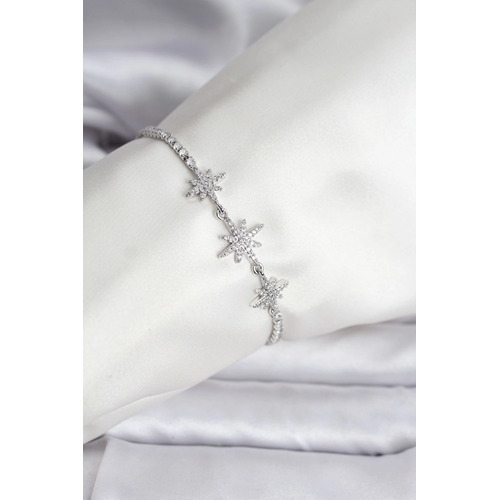 Kutup Yıldızı Model Zirkon Taşlı Gümüş Renk Su Yolu Kadın Bileklik