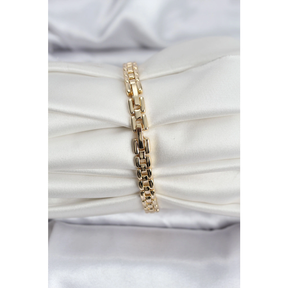 14K Gold Renk Kaplama Zirkon Kare Taşlı CM Kadın Bileklik