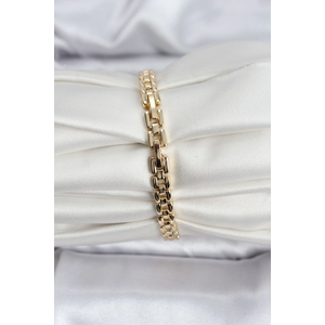 14K Gold Renk Kaplama Zirkon Kare Taşlı CM Kadın Bileklik