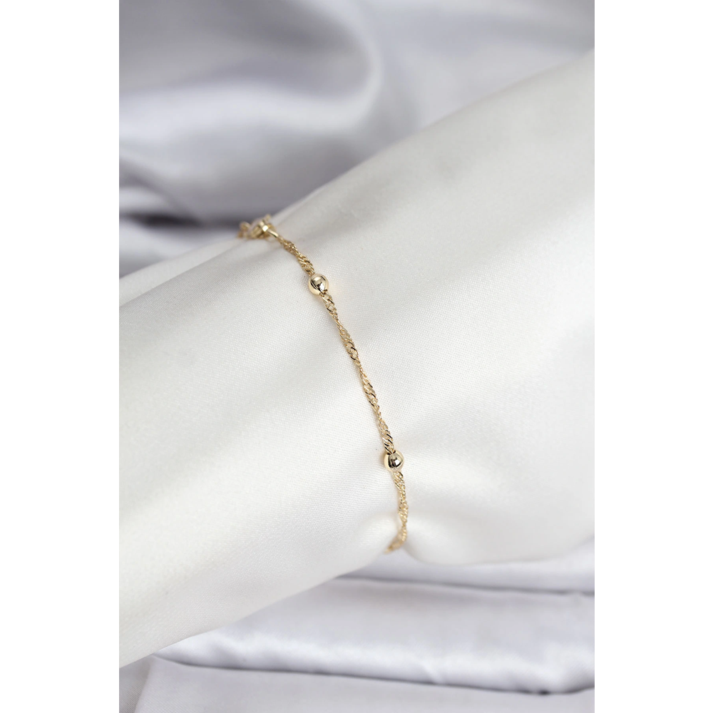 14K Gold Renk Kaplama Topçuklu Model CM Kadın Bileklik