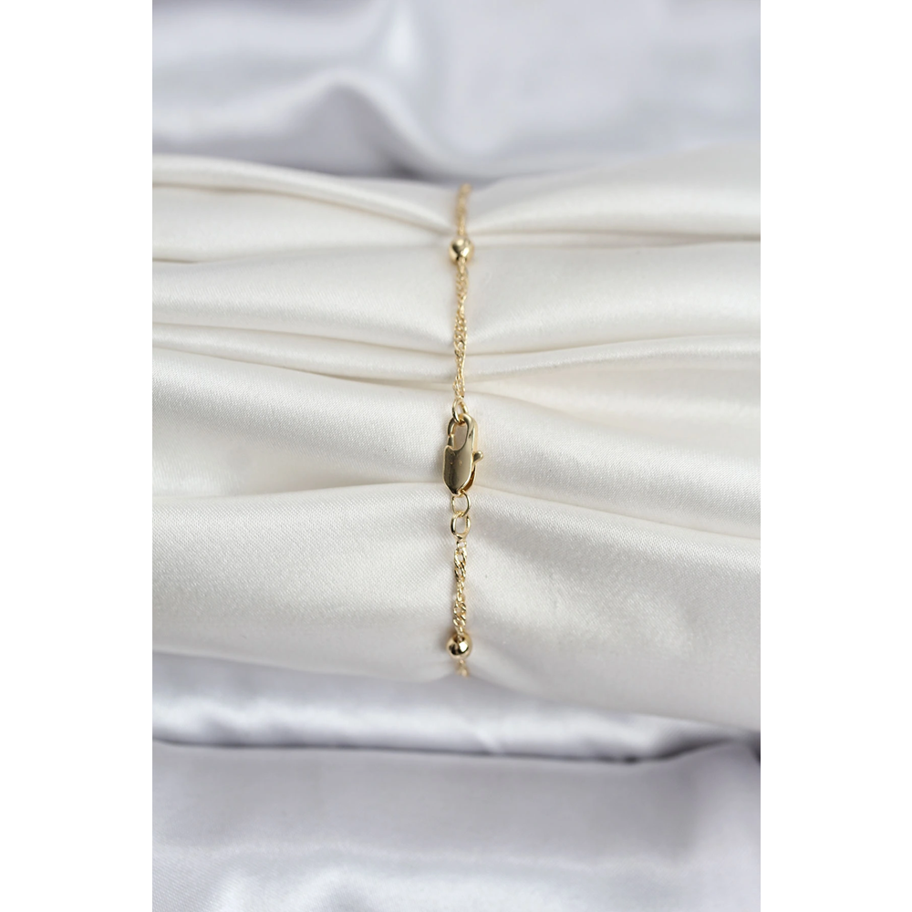 14K Gold Renk Kaplama Topçuklu Model CM Kadın Bileklik