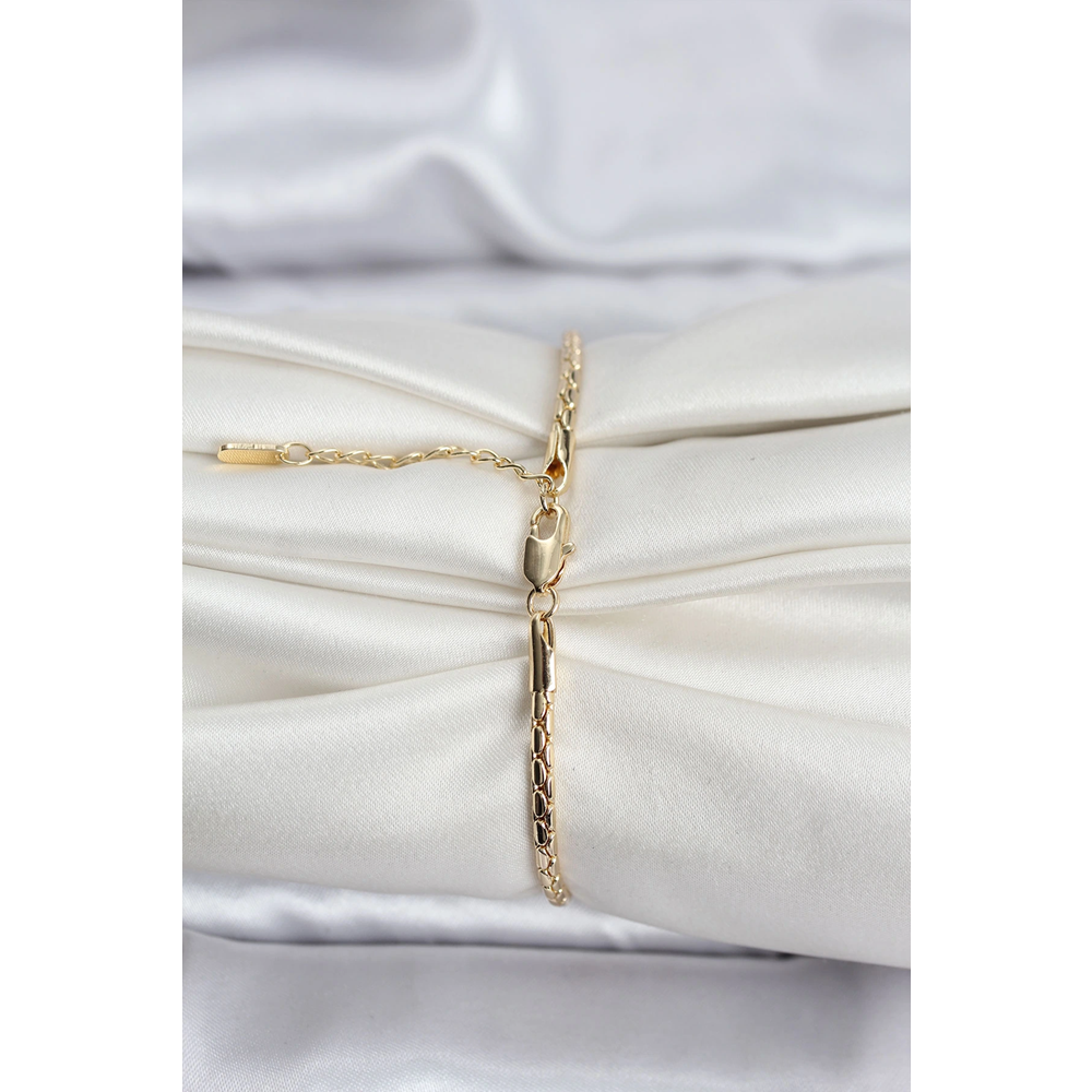 14K Gold Renk Kaplama Zincirli Model CM Kadın Bileklik