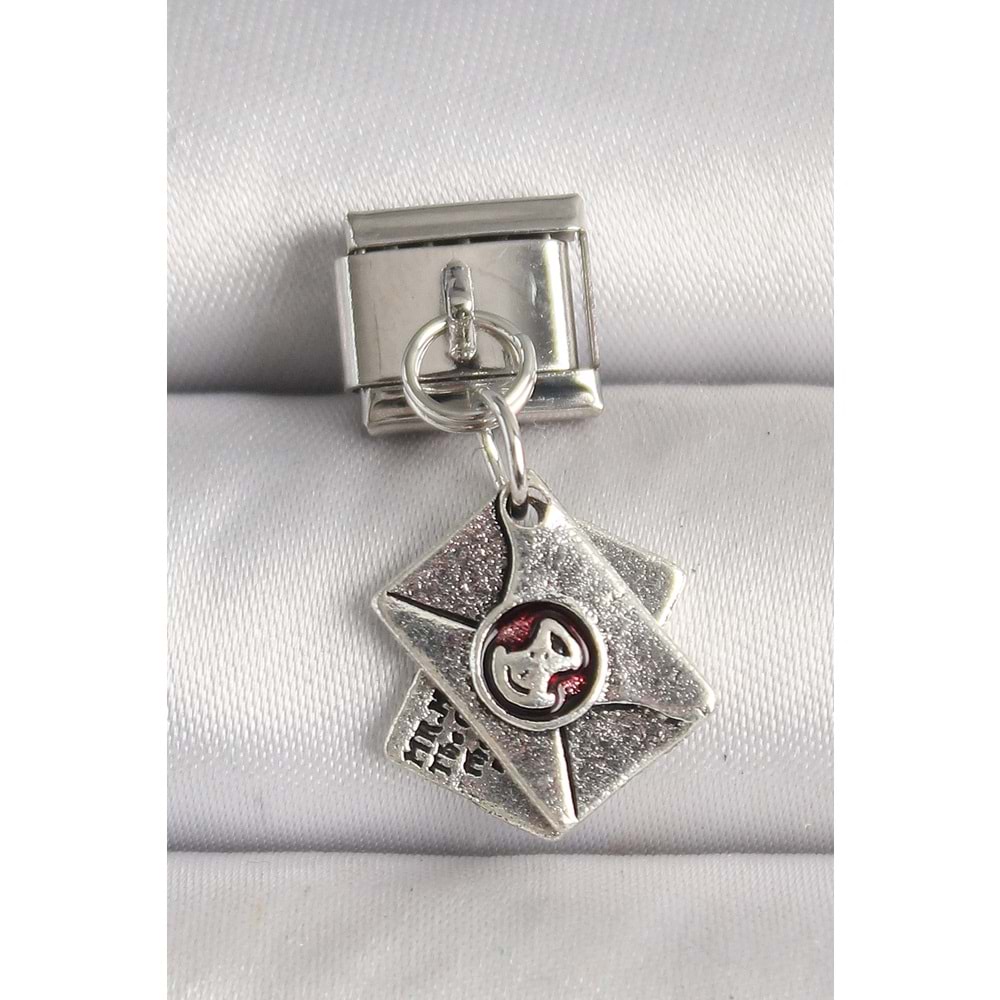 316L Çelik Gümüş Renk Mektup Model Nomination Charm