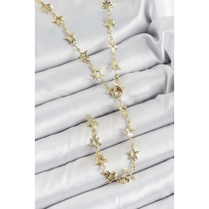 Pirinç Gold Renk Yıldızlı Kadın Y Kolye