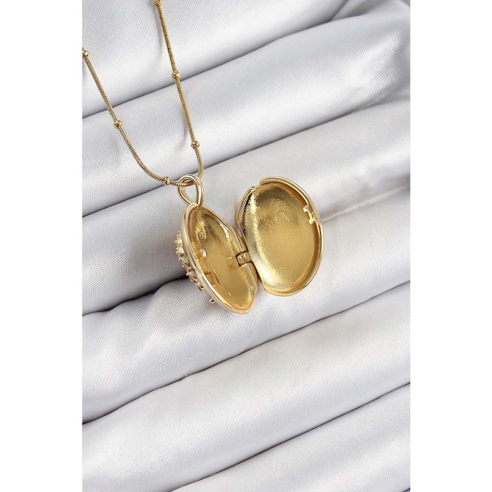 316L Çelik Zincir Açılabilir Anka Kuşu Model Zirkon Taşlı Gold Renk Kadın Kolye