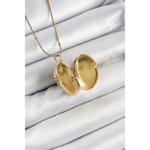 316L Çelik Zincir Açılabilir Anka Kuşu Model Zirkon Taşlı Gold Renk Kadın Kolye