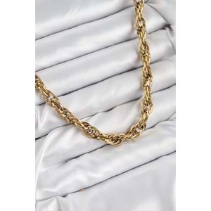 316L Çelik Halat Model Gold Renk Kadın Kolye