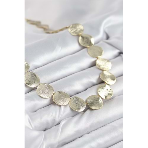 Pirinç Sıralı Para Model Gold Renk Kadın Kolye