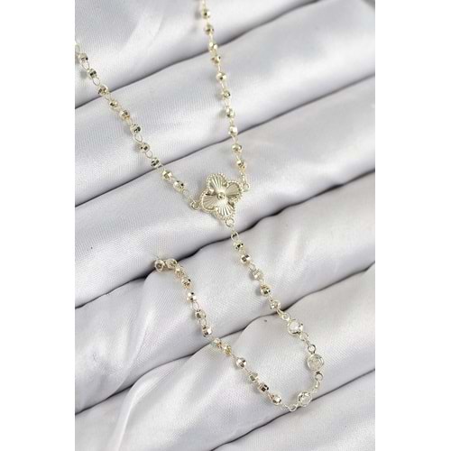 Pirinç Zirkon Taşlı Yonca Model Gold Renk Kadın Y Kolye