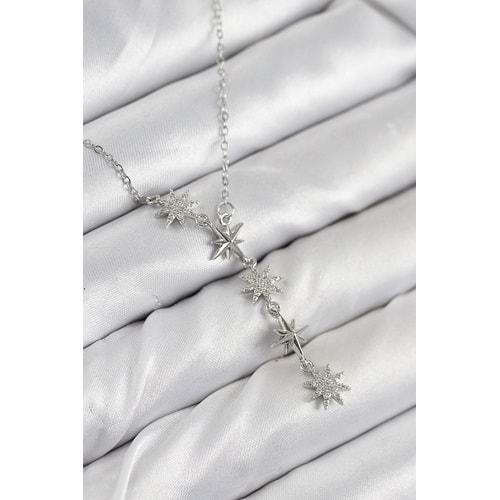 316L Çelik Yıldız Model Gümüş Renk Kadın Kolye