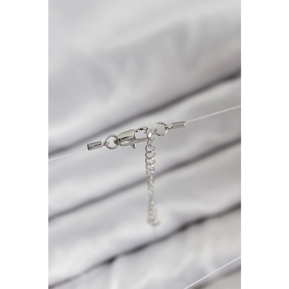 Misineli Kalp Model Gümüş Renk Hayalet Kolye