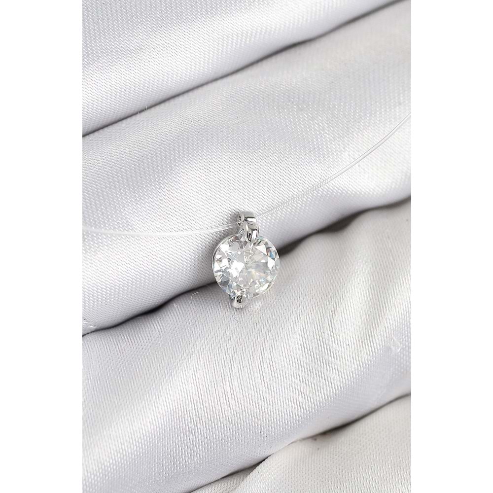 Misineli Zirkon Taşlı Model Gümüş Renk Hayalet Kolye