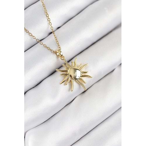 316L Çelik Güneş Model Gold Renk Kadın Kolye