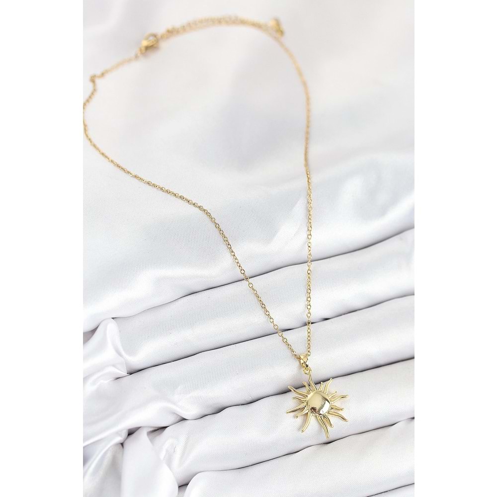 316L Çelik Güneş Model Gold Renk Kadın Kolye