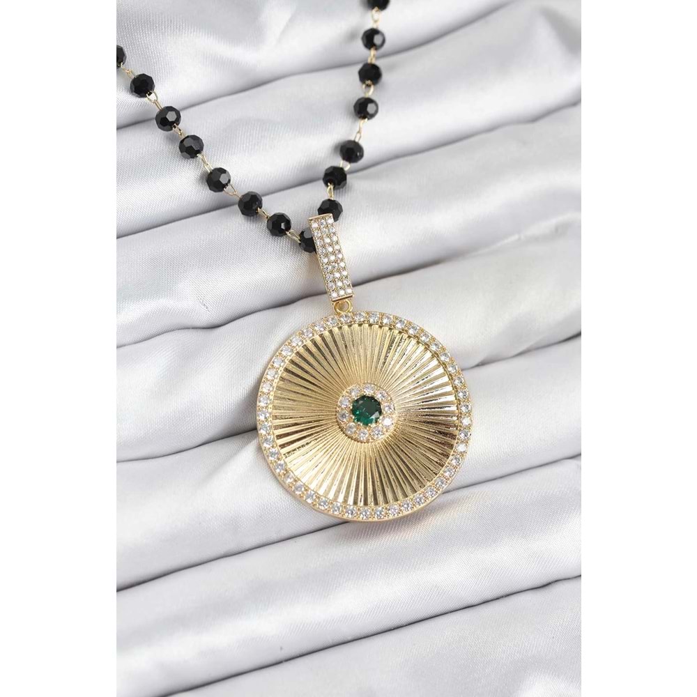 316L Çelik Zincir Kristal Boncuklu Kadın Kolye