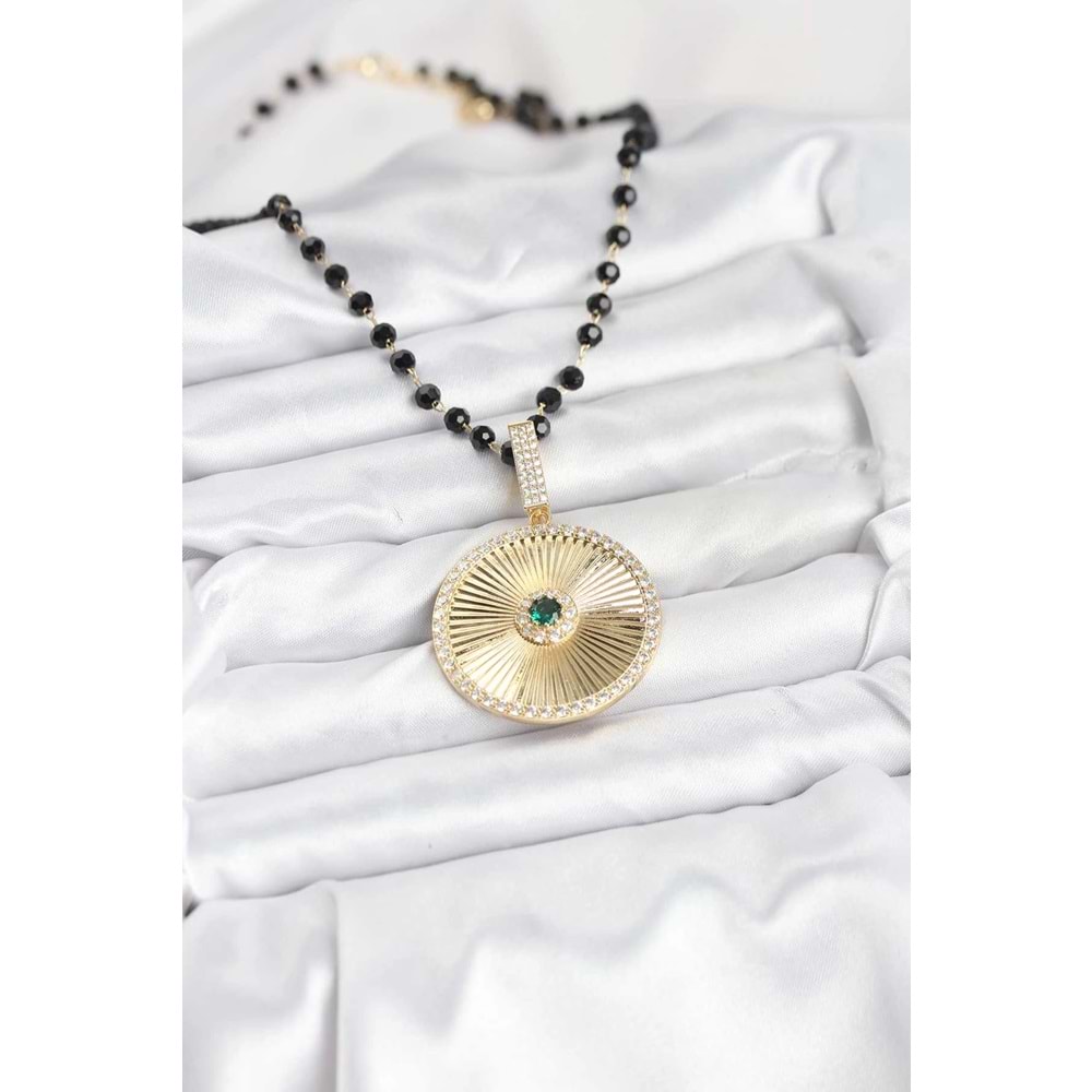 316L Çelik Zincir Kristal Boncuklu Kadın Kolye