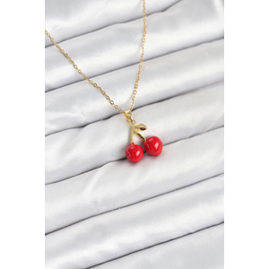 316L Çelik Zincir Gold Renk Kiraz Model Kadın Kolye