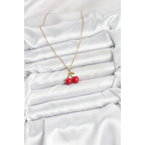 316L Çelik Zincir Gold Renk Kiraz Model Kadın Kolye
