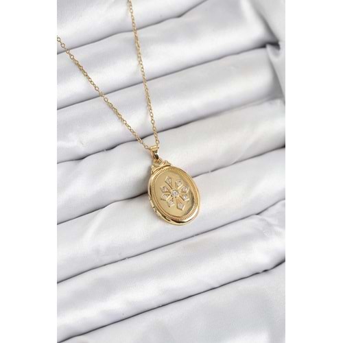 316L Çelik Zincir Gold Renk Kapaklı Açılabilir Model Kadın Kolye