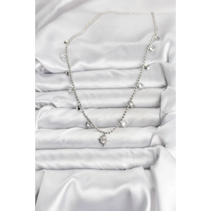 Zirkon Taşlı Kutup Yıldızı Model Pirinç Gümüş Renk Kadın Kolye