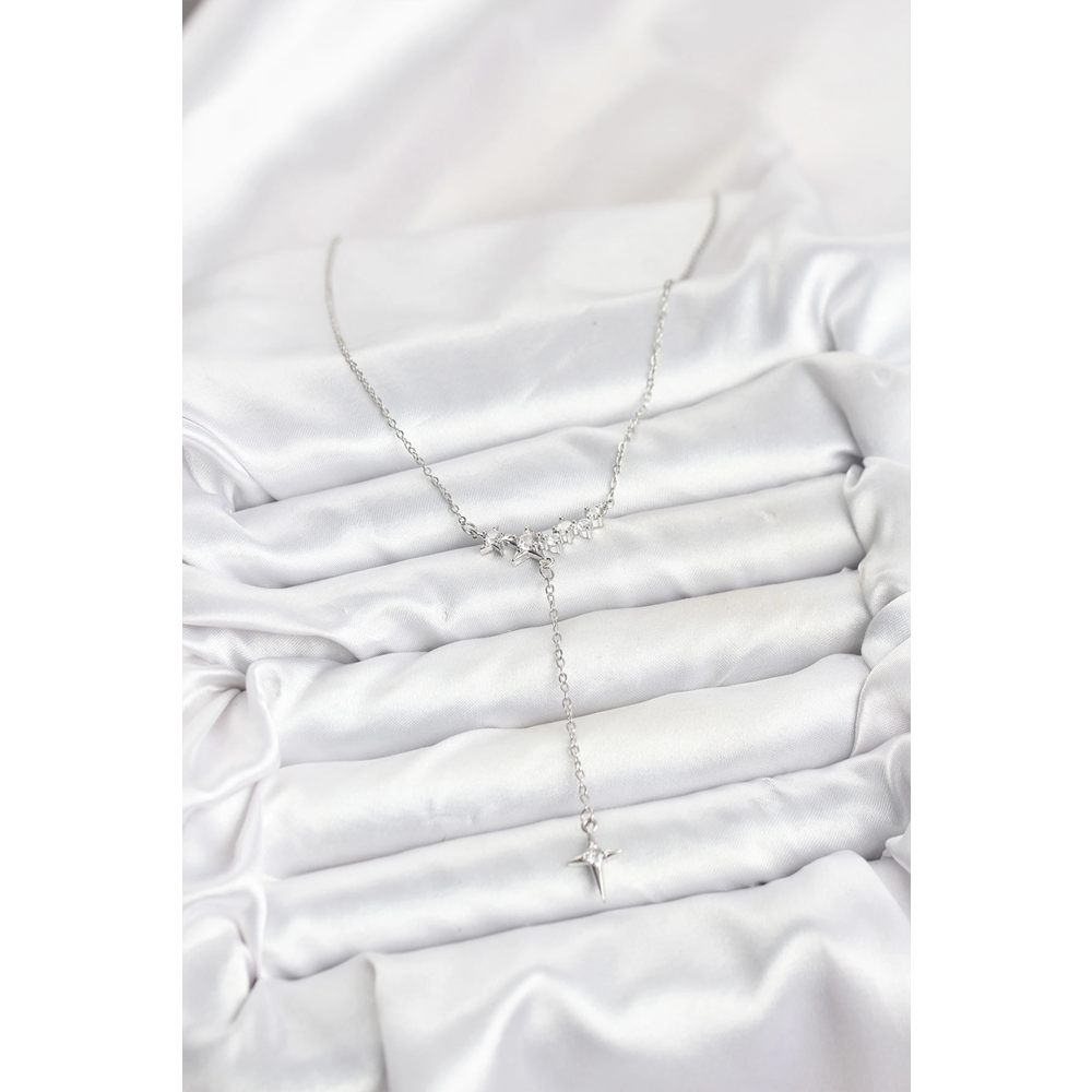 316L Çelik Zincir Gümüş Renk Yıldız Model Y Kadın Kolye