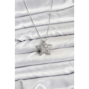 316L Çelik Zincir Gümüş Renk Zincirli Gümüş Yıldız Model Kadın Kolye