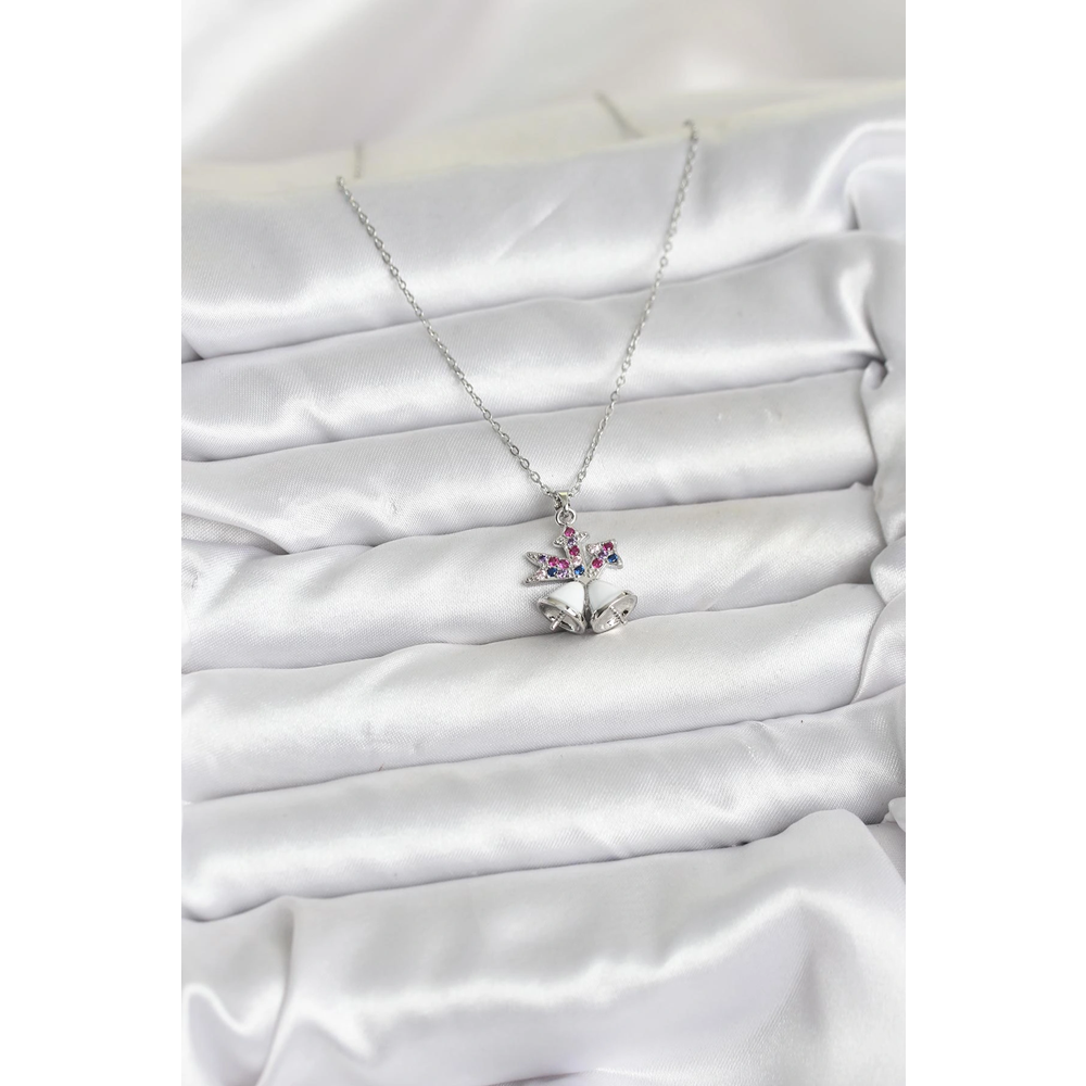 316L Çelik Zincir Gümüş Renk Chirtsmas Bell Model Yılbaşı Temalı Kadın Kolye