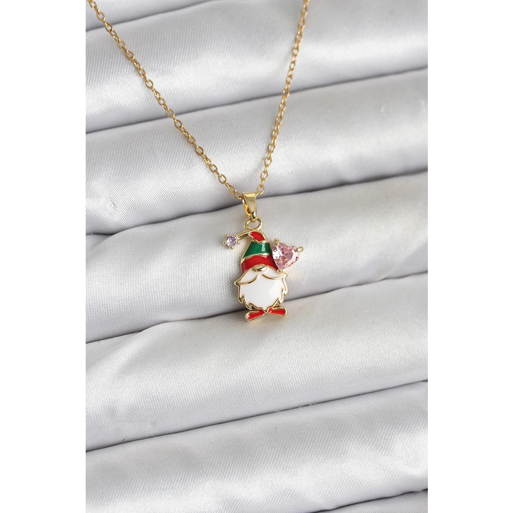 316L Çelik Zincir Gold Renk Yılbaşı Teması Kadın Kolye