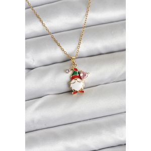 316L Çelik Zincir Gold Renk Yılbaşı Teması Kadın Kolye