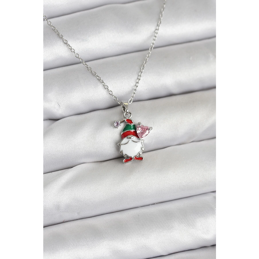 316L Çelik Zincir Gümüş Renk Yılbaşı Teması Kadın Kolye