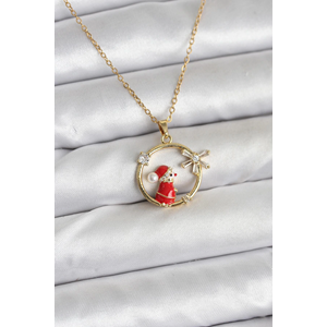 316L Çelik Zincir Gold Zirkon Taşlı Yılbaşı Tema Kadın Kolye