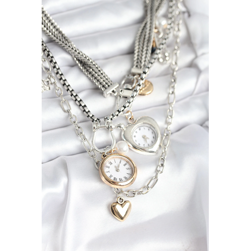 Otantik Gümüş Renk Kadın Kolye Kombini