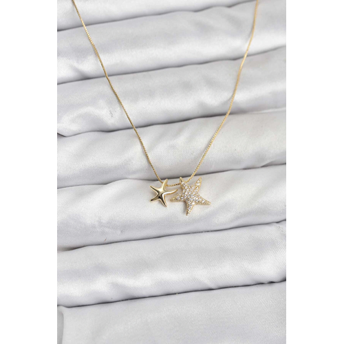 Gold Renk Pirinç Minimal Yıldız Model Kadın Kolye