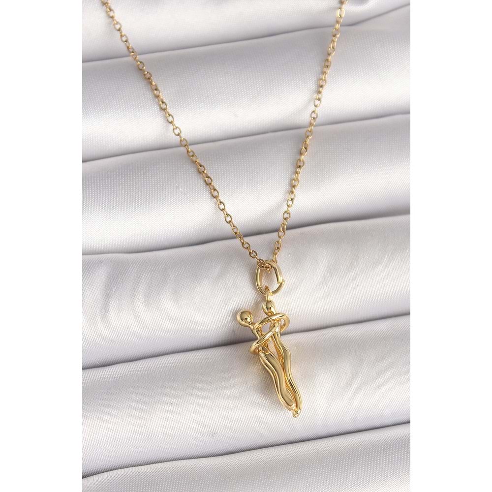 316L Çelik Gold Renk Zincir Sarılma Model Kadın Kolye