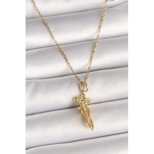 316L Çelik Gold Renk Zincir Sarılma Model Kadın Kolye