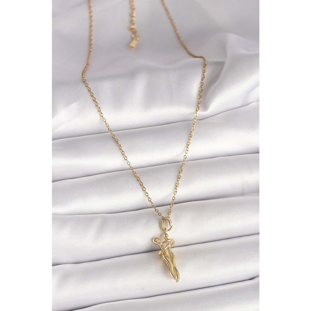 316L Çelik Gold Renk Zincir Sarılma Model Kadın Kolye