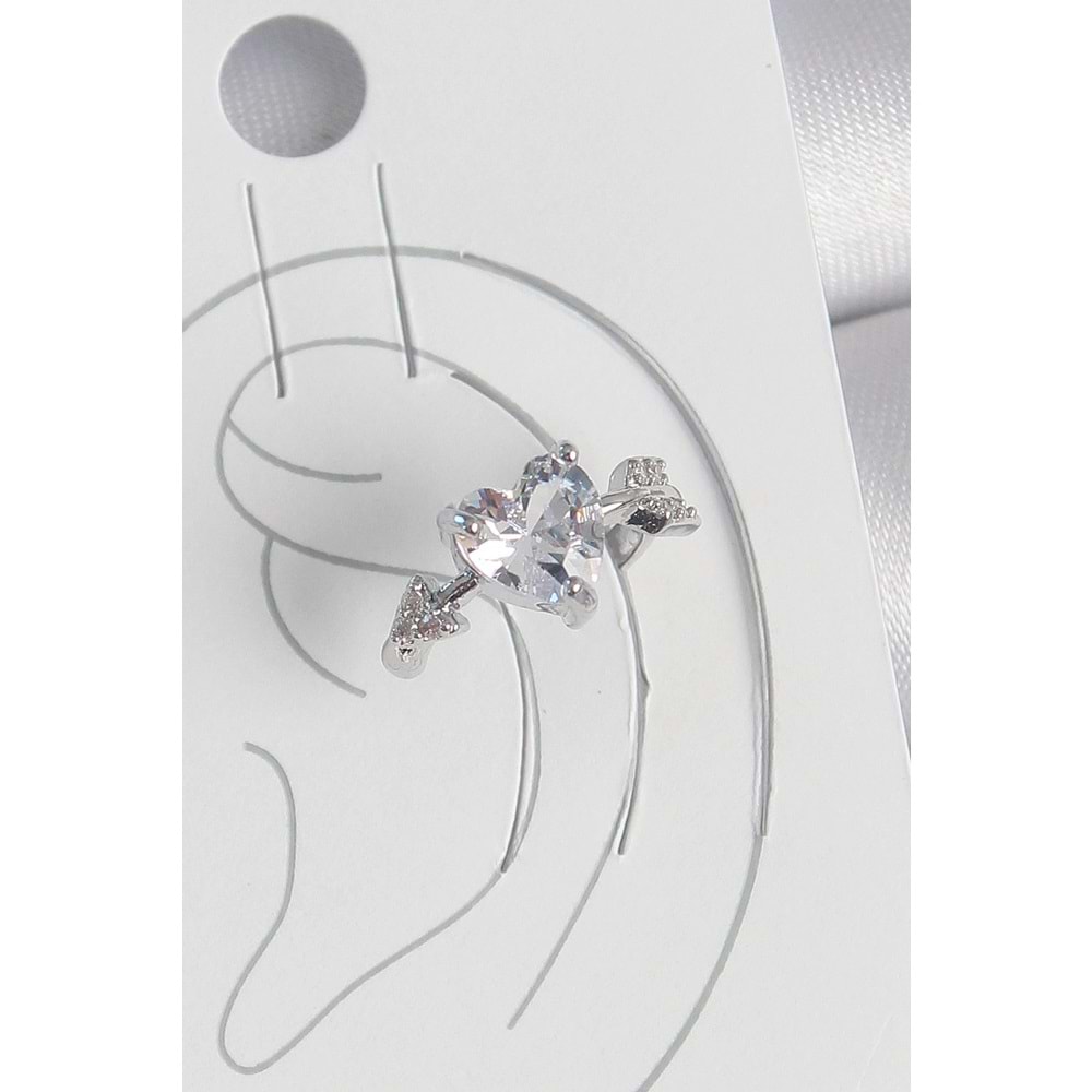 Pirinç Gümüş Renk Zirkon Taşlı Yıldız Model Kadın Kıkırdak Küpe