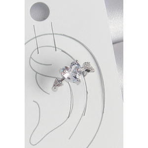 Pirinç Gümüş Renk Zirkon Taşlı Yıldız Model Kadın Kıkırdak Küpe