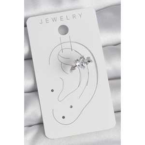 Pirinç Gümüş Renk Zirkon Taşlı Yıldız Model Kadın Kıkırdak Küpe