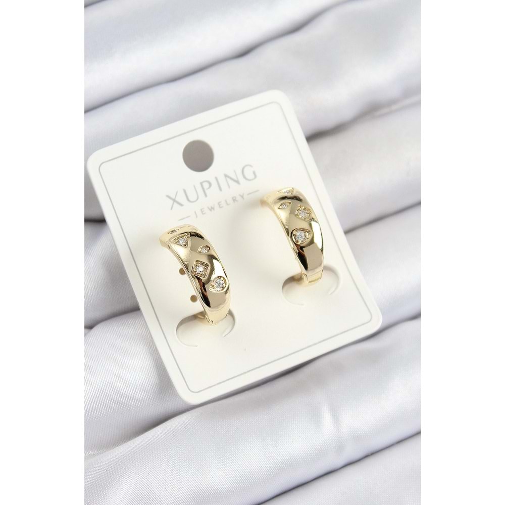 Xuping Zirkon Taşlı Halka Model Gold Renk Kadın Küpe